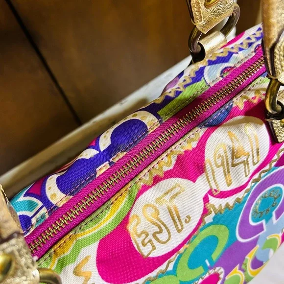 Coach 2010 Poppy Graffiti Tote Bag with Gold Accents - Picture 12 of 13